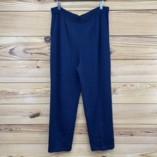 St John Basics Sweater Pants Womens Large Navy Blue Pleated Santana Knit B11