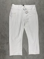 NWT Hue Game Changing Hi-Rise Capri Denim Leggings - White - Size M -
