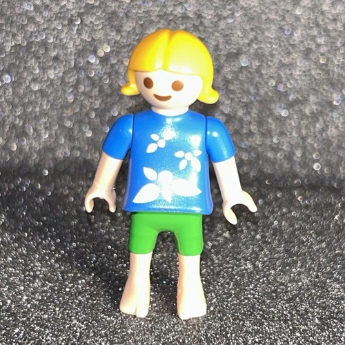 Vintage Geobra Playmobil Girl Child Figure With Floral Shirt G528