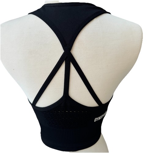Gymshark Energy Seamless Crop Top Black Sports Bra Sz Small Gym Activewear