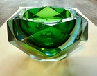 VTG Murano Glass Ashtray –  Mandruzzato Diamond Cut . GLOW