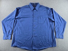 Arrow Men  s Classic Fit Sateen Dress Shirt Blue Size 18.5 36/37 Long Sleeve