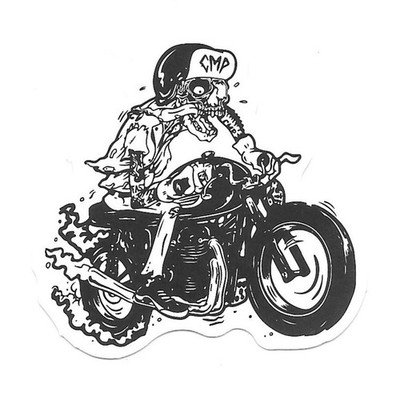 Skeleton Biker Cafe Racer Vinyl Sticker Die Cut Decal Moto Rat Fink Biker Art