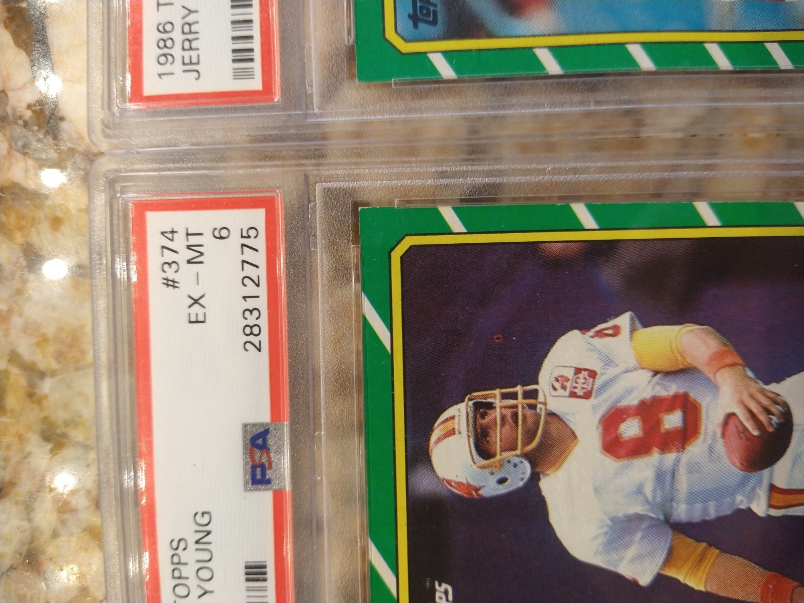 1986 Topps Jerry Rice PSA 6 + Steve Young PSA 6 RCs ! view 9