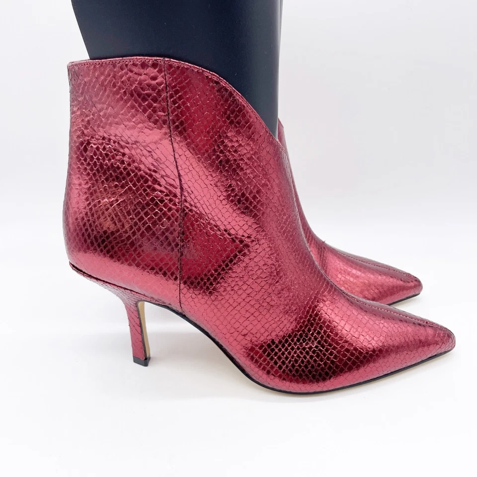 Botines para mujer Marc Fisher Haylian punta punta roja metálica estampado serpiente 8 Foto 4 de 4