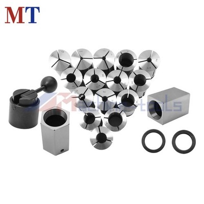1/8-1'' 5C Fractional Collet Set 15 Pack with 5 Collet Blocks for Lathe