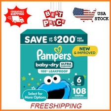NEW Pampers Baby Dry Baby Diapers Size 6, 108 Count FREESHIPPING