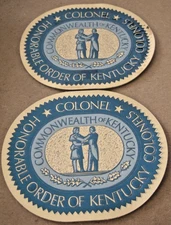 (2) NOS HONORABLE ORDER OF KENTUCKY COLONELS "COLONEL" GOLD STICKERS 3 1/2" x 3"