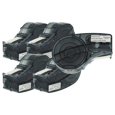 5x Schriftband für Brady BMP21-PLUS ID PAL LABPAL Schwarz/Weiß Vinyl 6,35mm 6,4m