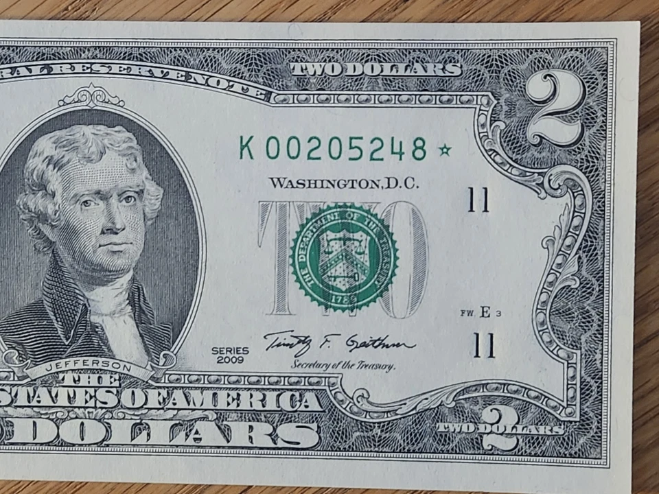 2009 $2 "STAR NOTE" DALLAS DISTRICT UNC/GEM K00205248* 512K RUN 1 OF 3 CONS SER - Image 4 of 4