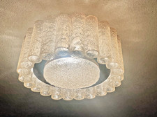 DORIA ICE GLAS Deckenlampe Deckenleuchte Eisglas Röhren plus 2x Ersatz 60/70er