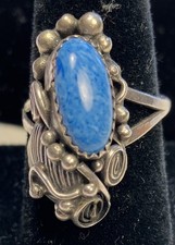 TURQUOISE STONE IN .925 STERLING RING SIZE 7.5 PRE OWNED WITH ANTIQUE LOOK