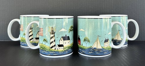 Sakura Coastal Breeze Coffee Mugs 10 oz Set Of 4 Warren Kimble