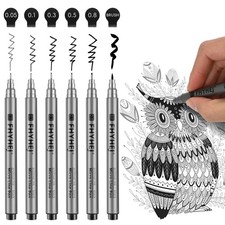 Fhyhej Micro Fineliner Drawing Art Pens: 6 Black Fine Line Ink Set