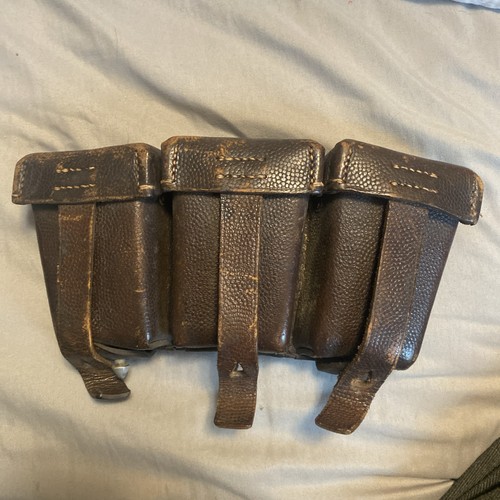 Genuine Luftwaffe Brown K98 Ammo Pouch 1938 Rare Flak ID Stamp Rare To Find