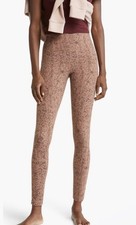 Zella Studio Luxe High Waist Pocket Leggings Tan Black Print Women s M