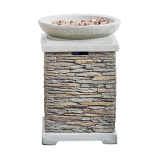 Garden Fire Pit Outdoor Gas Tall Bowl 51cm Lava Rocks Stone Effect Teamson