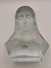 VINTAGE USA VIKING GLASS VIRGIN MARY FIGURINE PAPERWEIGHT BEAUTIFUL W Sticker