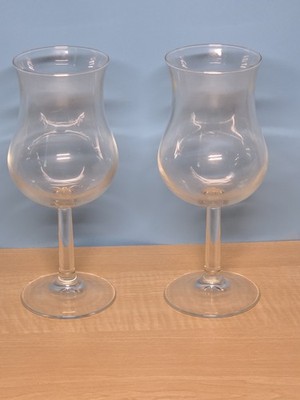 Pair of Vintage Luminarc France Clear Glass Tall Hurricane Wine Goblets