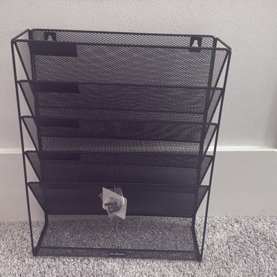 ￼ Brand New, Mind Reader, Paper/file Organizer With Tag, Black Five Tier desktop