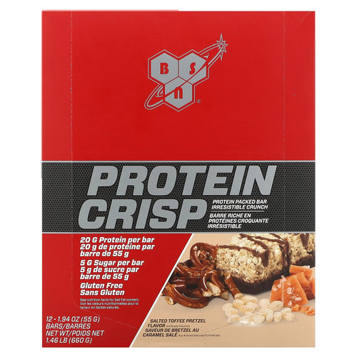 Protein Crisp, Salted Toffee Pretzel, 12 Bars, 1.94 oz (55 g) Each - Picture 1 of 4