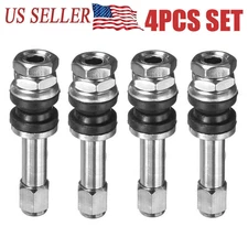 4Pcs TR48 Bolt Screw On Tire Valve Stem Chrome Metal High Pressure Flush W/ Azcg