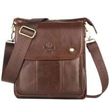 Genuine Leather Messenger Bag, Sling Bag Crossbody Shoulder Bags for Travel W...