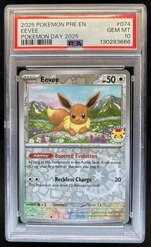 2025 Pokemon Prismatic Evolutions Eevee Day #074/131 PSA 10 GEM MINT