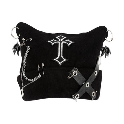 Y2K Gothic Cat Ear Beanie Hat Grunge Crochet Fox Ears Goth  display picture 1