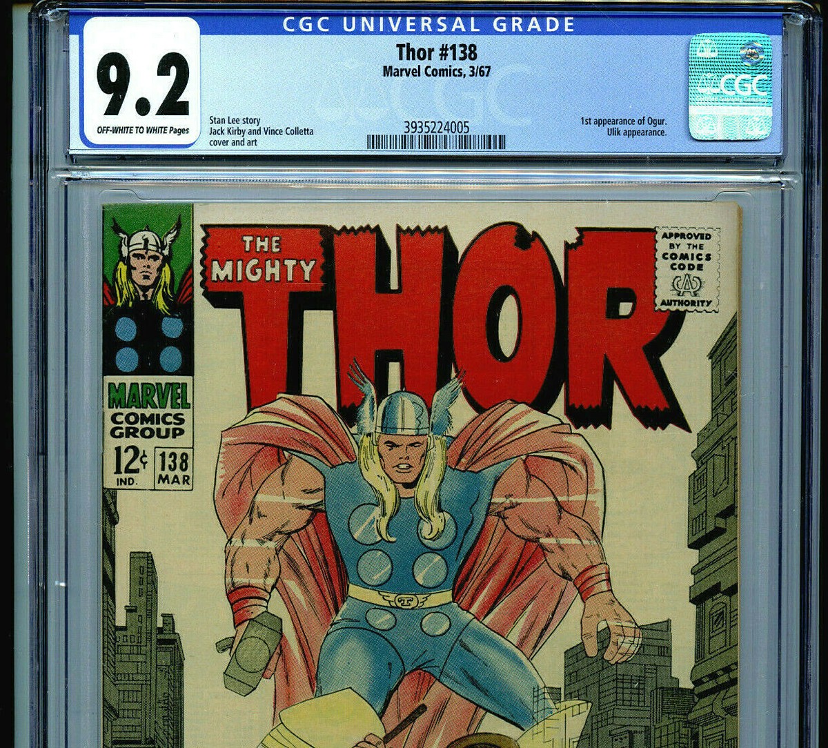 Thor #138 CGC 9.2 1967 Marvel Comics 1st Ogur and Orikal Amricons
