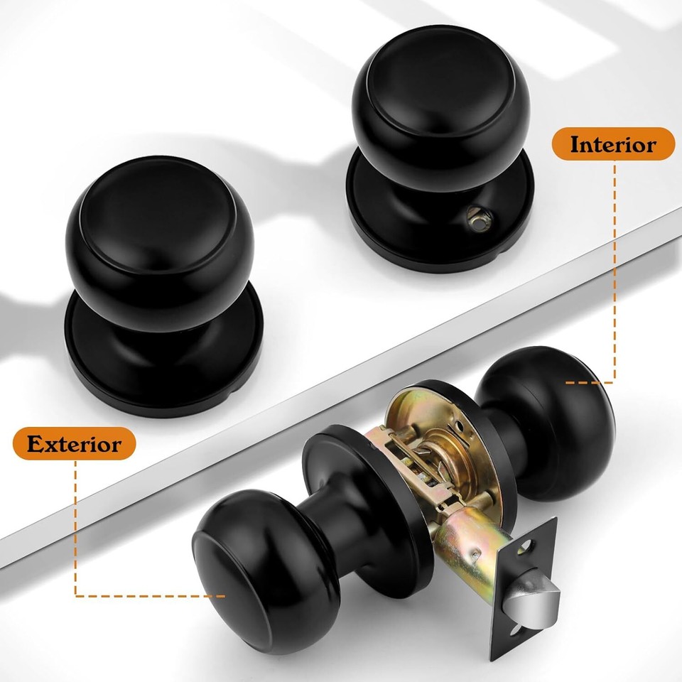 Interior Closet Door Knob, Black Door Knobs for Interior Doors, Hallway