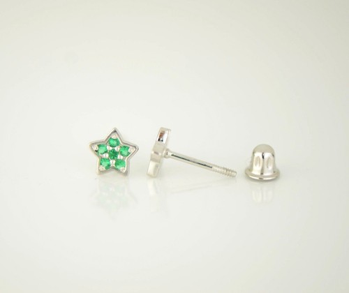14k White Gold CZ Star Stud Earrings - 第 5/14 張圖片