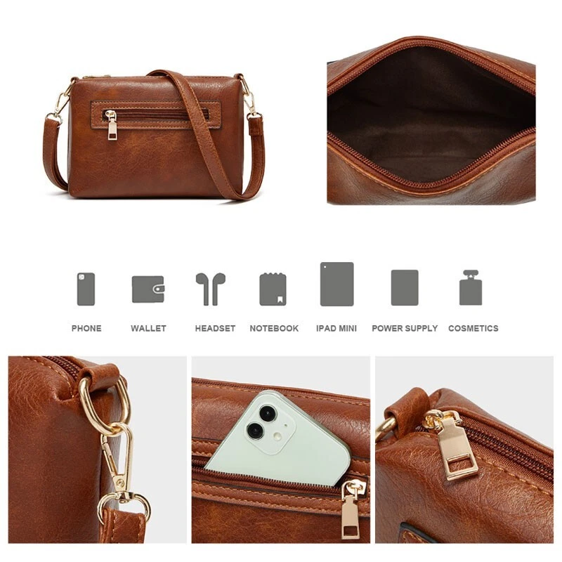 Juego de 3 piezas de bolso de mano para damas - Combo de bolso de hombro, mensajero y billetera clutch Foto 4 de 4