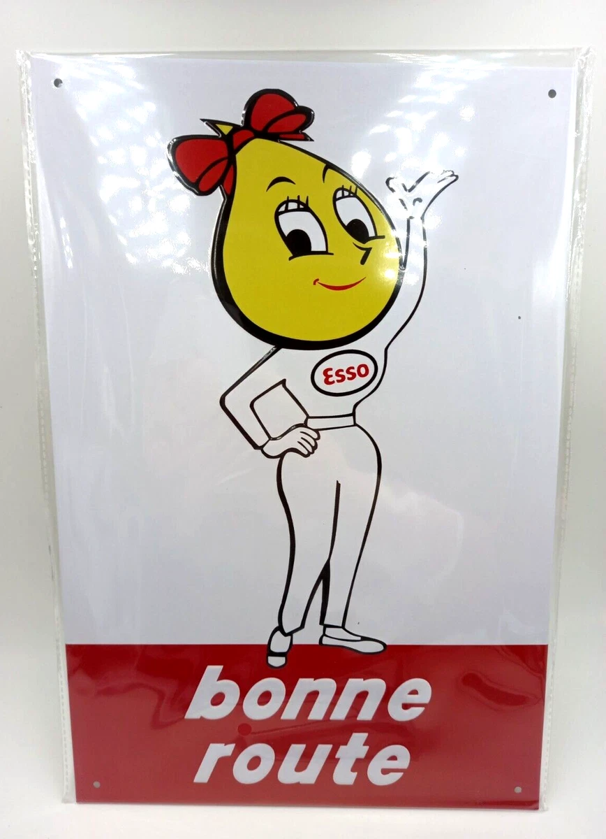 Plaque émaillée bombée 20 x 30 cm : Scooter ESSO