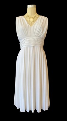 open lace back dress Vintage Marilyn Monroe inspired Halter Neck White Silk Dress