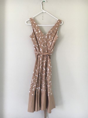 NINE WEST Size 8 Brown Cream Polka Dot Belt Dress Stylish Formal Modern Women NINE WEST Size 8 Brown Cream Polka Dot Belt Dress Stylish Formal Modern Women