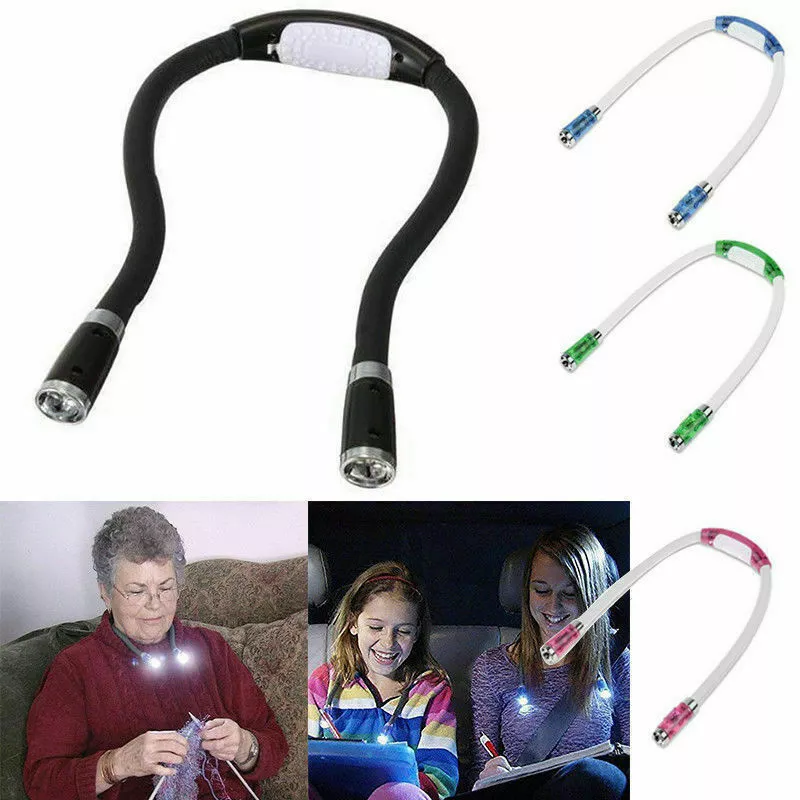 Knitting Crocheting Hands-free LED Flexible Light Over Neck Book Reading  Lamp