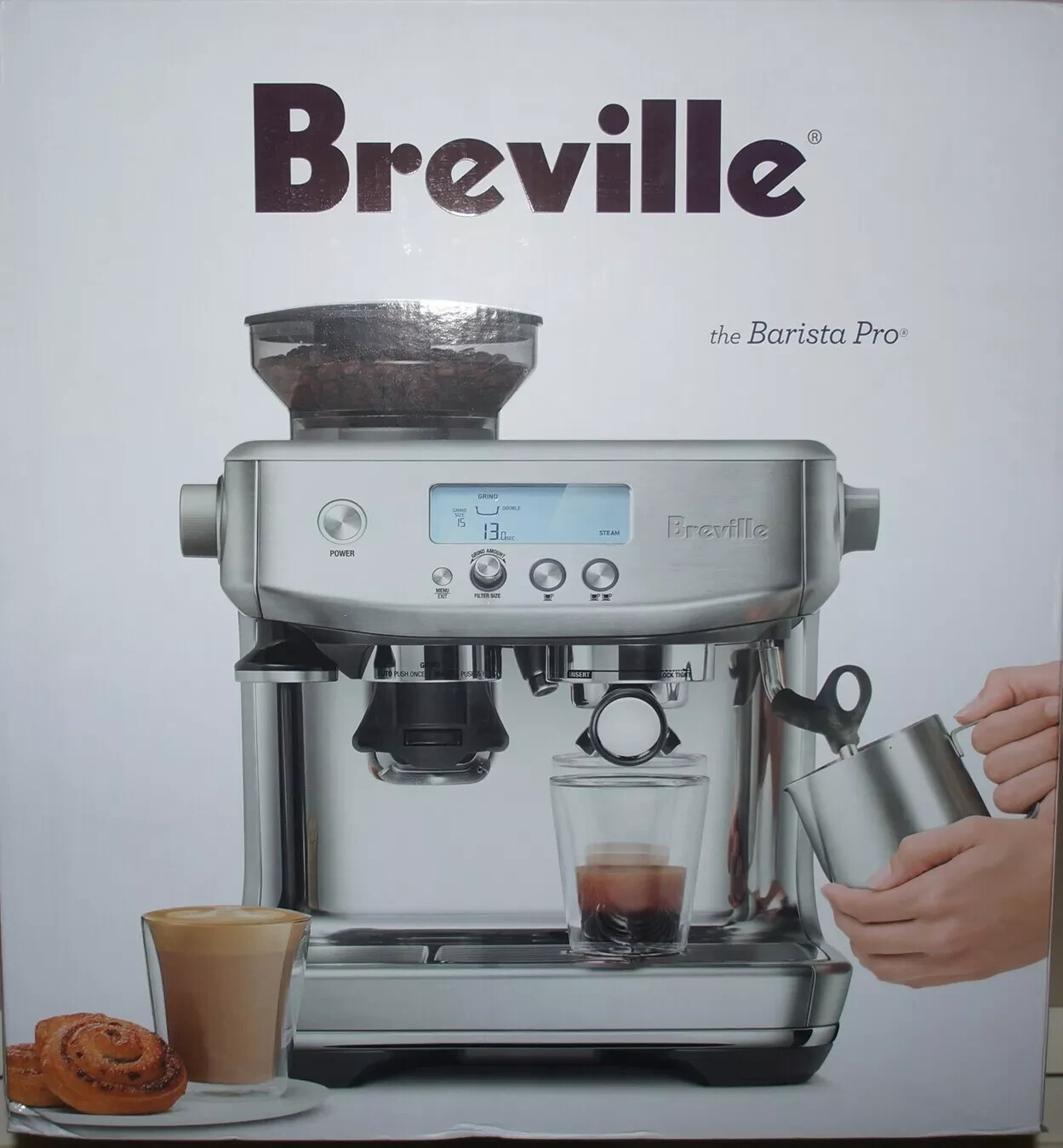New Breville BES878BSS1BUS1 Barista PRO Espresso Machine Maker w
