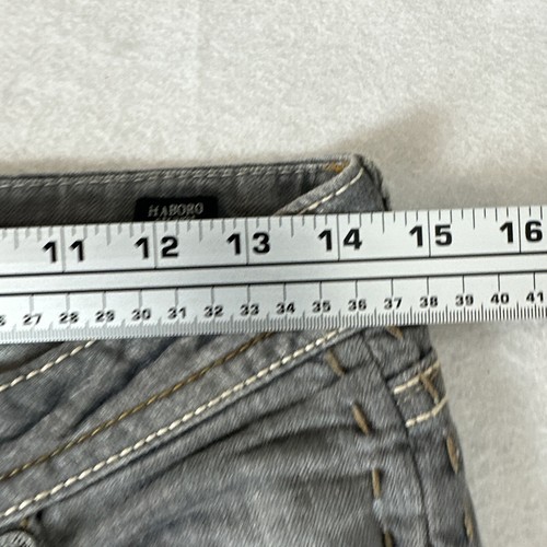 MEK Denim Haboro Straight Jeans Gray Wash Distressed 27x34 GUC - Picture 10 of 19