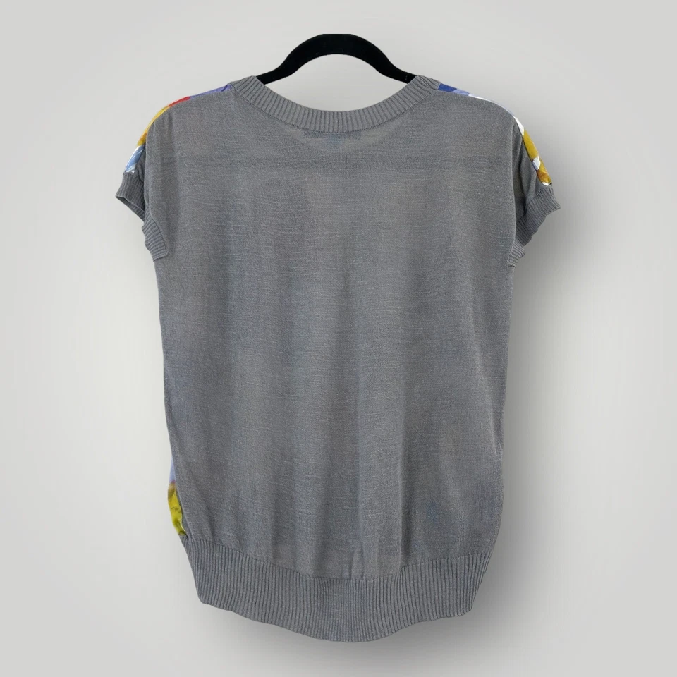 Antonio Melani вязаная рубашка женщин Sz XS сделано в Италии серый с многоцветной панели - Изображение 3 из 4