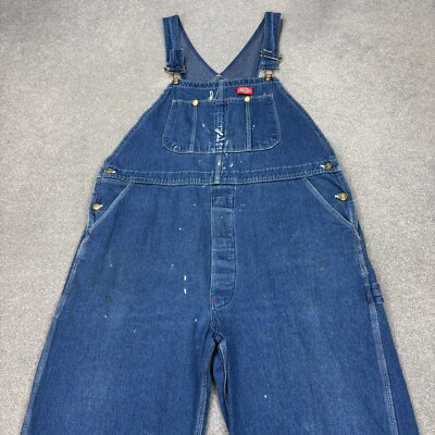 Dickies Latzhose Erwachsene 42x28 blau Latzhose Denim Arbeitskleidung Zimmermann Herren*