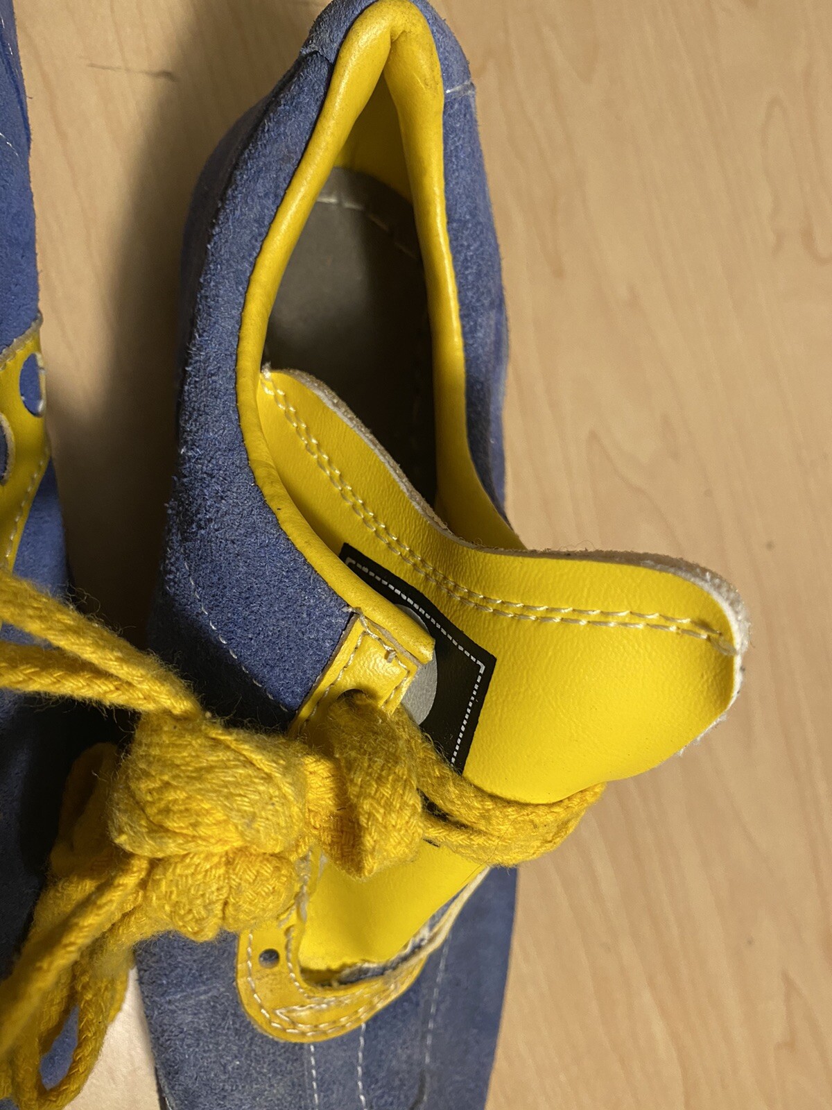 NOS SpotBilt Blue Yellow Suede Running Shoes Sz 4 Vi… Gem