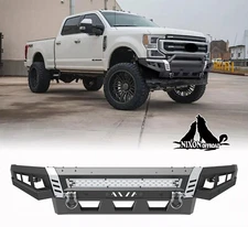 Black Steel Front Bumper for 2017-2025 Ford F-250 F-350 Super Duty w/LED Lights