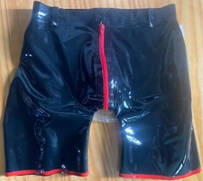 Latex Shorts Briefs Crotch Zipper Rubber Underwear Pants Party Club Wear BDSM