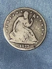 1877 SEATED LIBERTY SILVER HALF DOLLAR GRADES VERY GOOD COIN