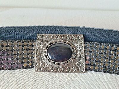 Vintage Rocker Biker Metal Accented Belt Stretch Hook Buckle  display picture 2