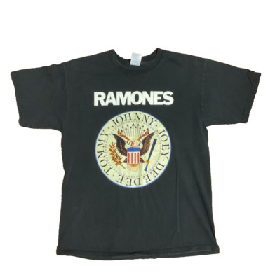 Vintage Ramones 90's T Shirt Large NYC Punk Black Tee President Seal Gildan