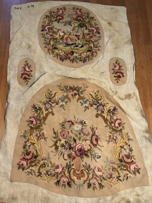Antique French Mid 1800s Hand Embroidered Upholstery For Elegant Arm Chair