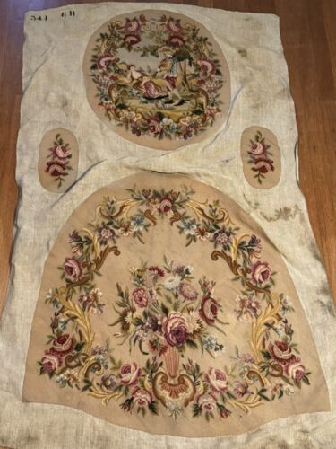 Tapis ancien français du milieu des années 1800 brodé à la main pour fauteuil élégant - Photo 1 sur 21