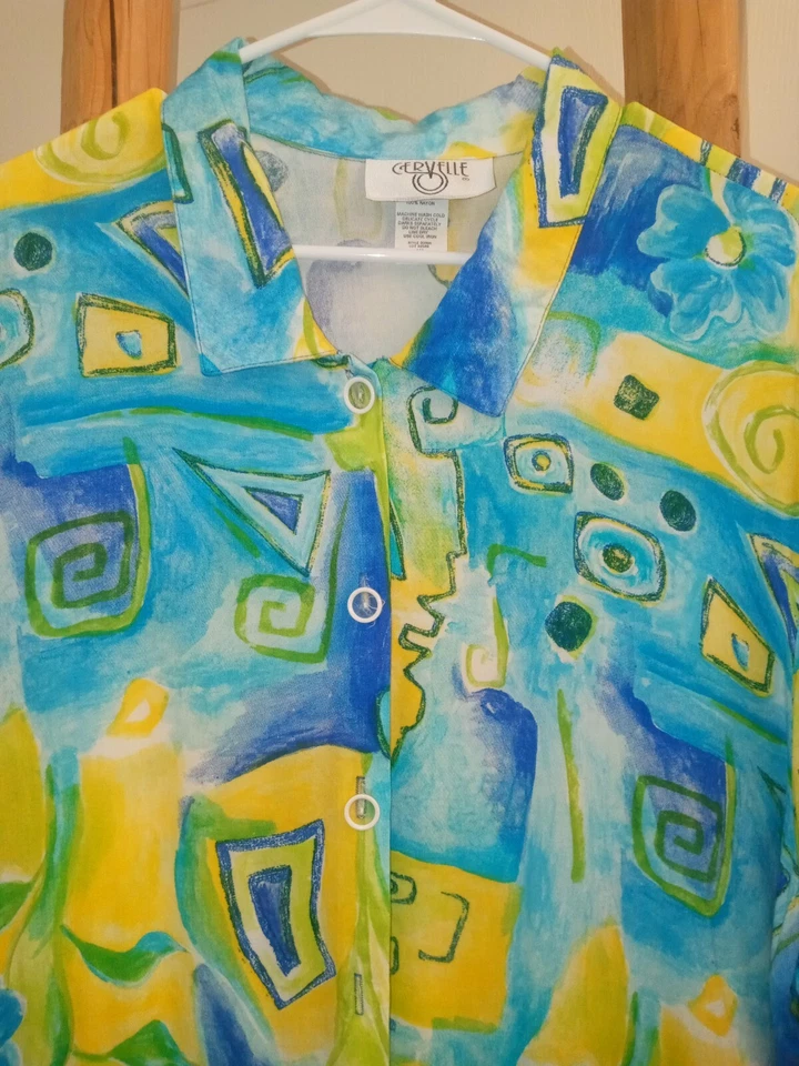 Винтажный Cervelle 2 изделия рубашка шорты женщин XL короткий рукав легкий Гавайи - Изображение 4 из 4